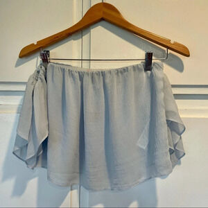 Forever21 Strapless Woven Light Blue Crop Top with Sleeves Size Small New